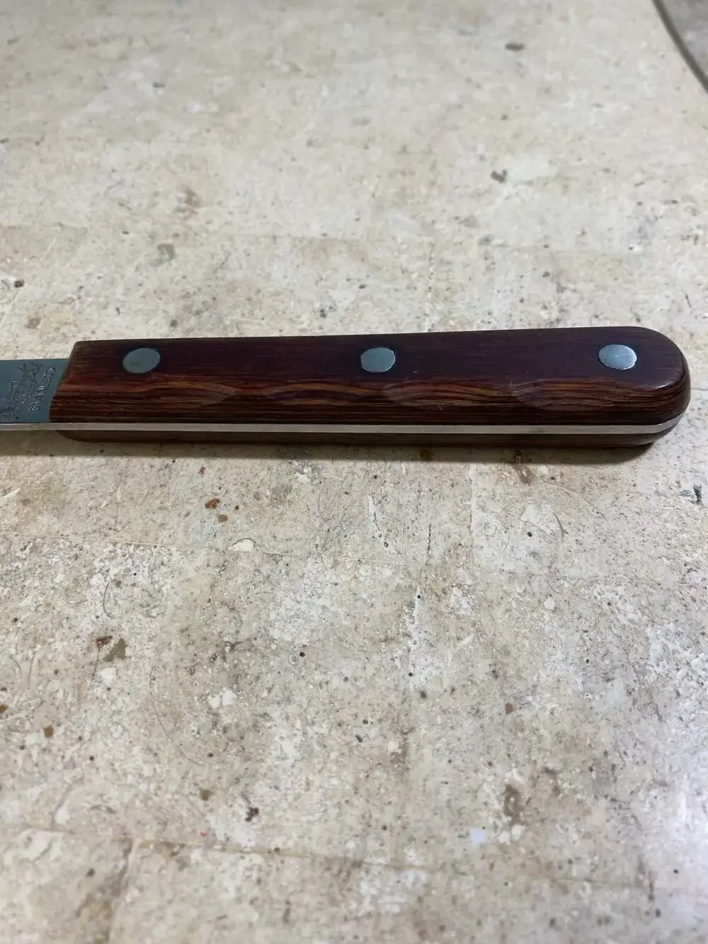 Vintage Stainless Steel Slicing Knife Made in Japan Wood Handle